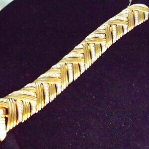 VINTAGE PANETTA GOLDEN CHEVRON CRYSTAL PAVE BRACELET 6